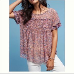Anthropologie Deletta Smocked Top